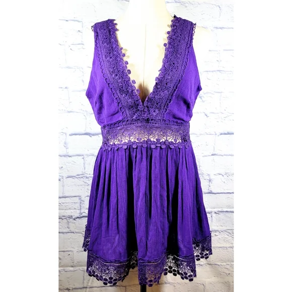 dark purple babydoll dress American Living Dress Womens 6 Purple Empire Waist Flare Babydoll Y2K Dark Fairy
